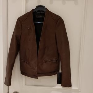 Zara faux brown leather jacket brand new